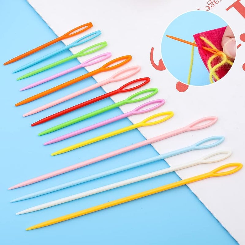 Ftyiwu 30PCS Plastic Large Eye Sewing Needles, 3 Size Yarn Needle Set, Colorful Big Eye Blunt Sewing Needles, Weaving Needles with Storage Box for Knitting Crocheting - Image 3